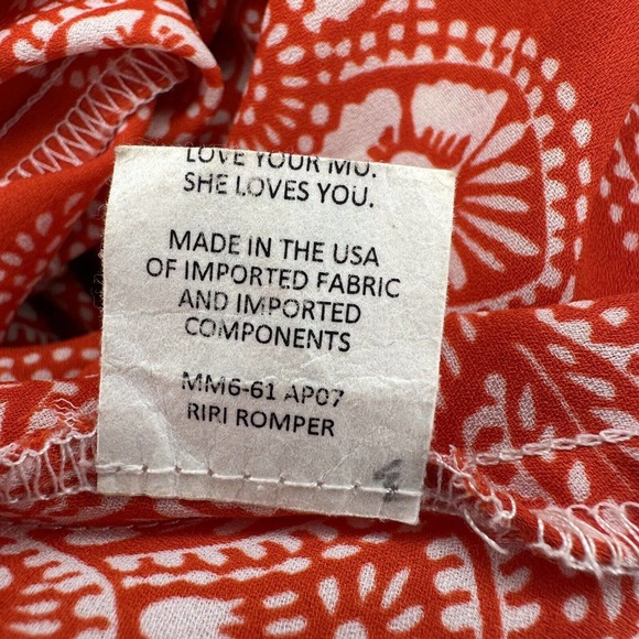 EUC Show Me Your Mumu Womens Sz M Red White Floral Sleeveless One Piece Romper - Picture 5 of 12